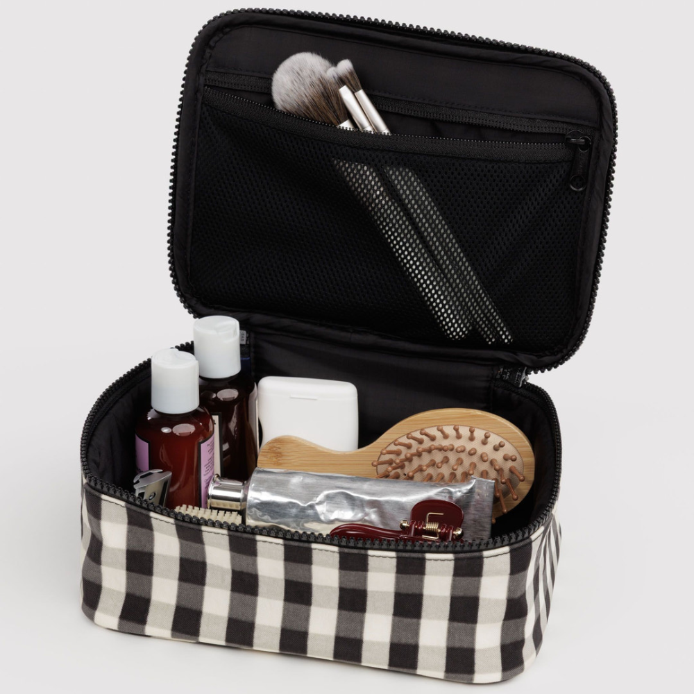 Baggu Small Cosmetic Case  Black and Cream Gingham