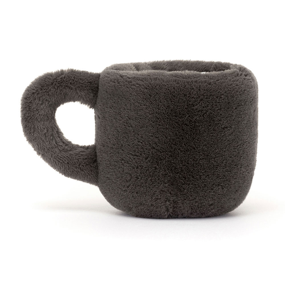 Dark gray mug with fleece-like texture on a white background