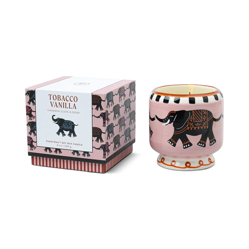 Paddywax Adopo Elephant Ceramic Candle Tobacco Vanilla 226g