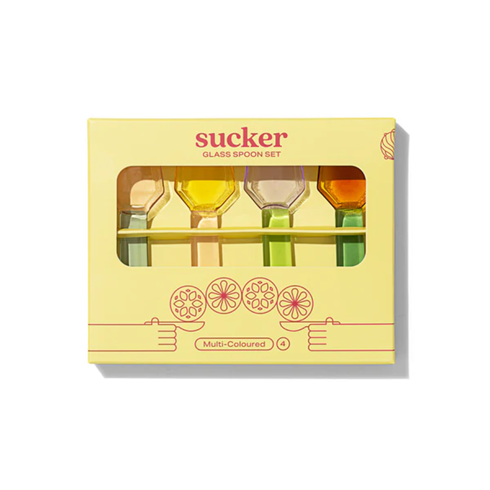Sucker Glass Spoon Set Multicolour