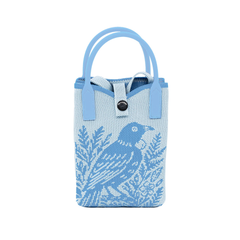 100% NZ Mini Cross Body Tūī  Woodcut Blue
