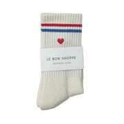 Le Bon Shoppe Embroidered Boyfriend Socks Milk + Heart