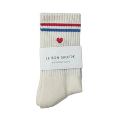 Le Bon Shoppe Embroidered Boyfriend Socks Milk + Heart