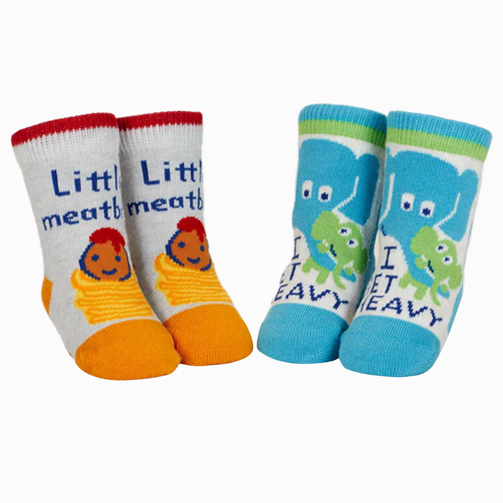 Blue Q Baby Socks Meatball and Heavy