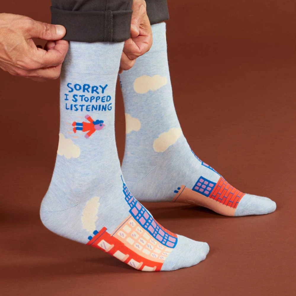 Blue Q Men's Socks I Stopped Listening