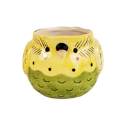 Chubby Budgie Bird Planter Yellow and Green