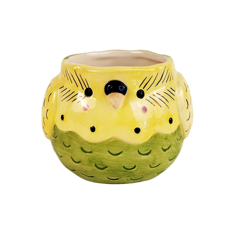 Chubby Budgie Bird Planter Yellow and Green