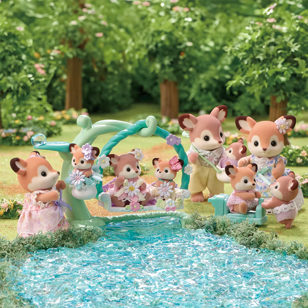 Sylvanian Families Deer Babies Floral Swing Set