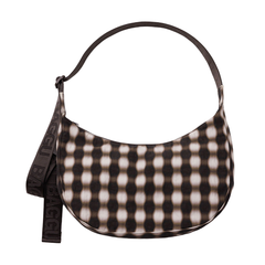 Baggu Medium Nylon Crescent Bag  Blurred Gingham Brown