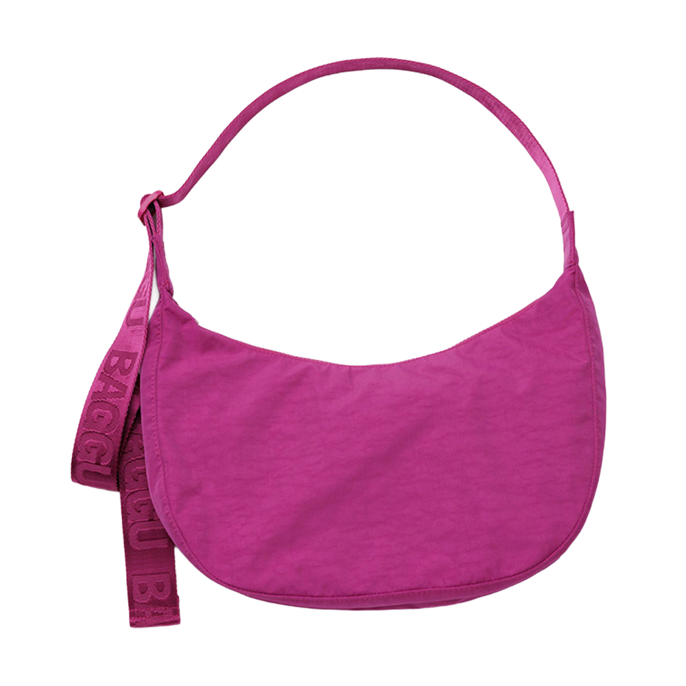 Baggu Medium Nylon Crescent Bag Deep Fuchsia