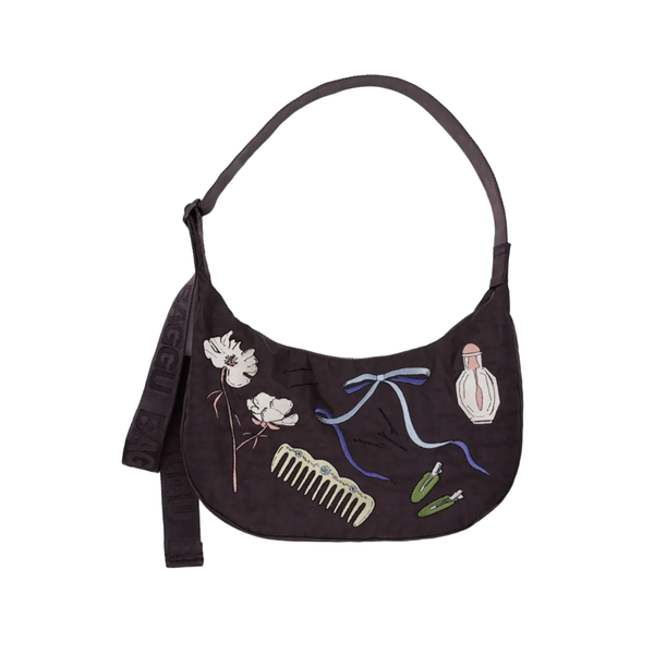 Baggu Medium Nylon Crescent Bag Embroidered Get Ready With Me