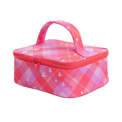 Baggu Small Cosmetic Case Pink Star Plaid