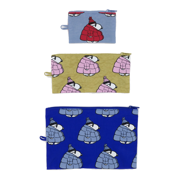 Baggu x Peanuts Flat Pouch Puffer Snoopy Repeat