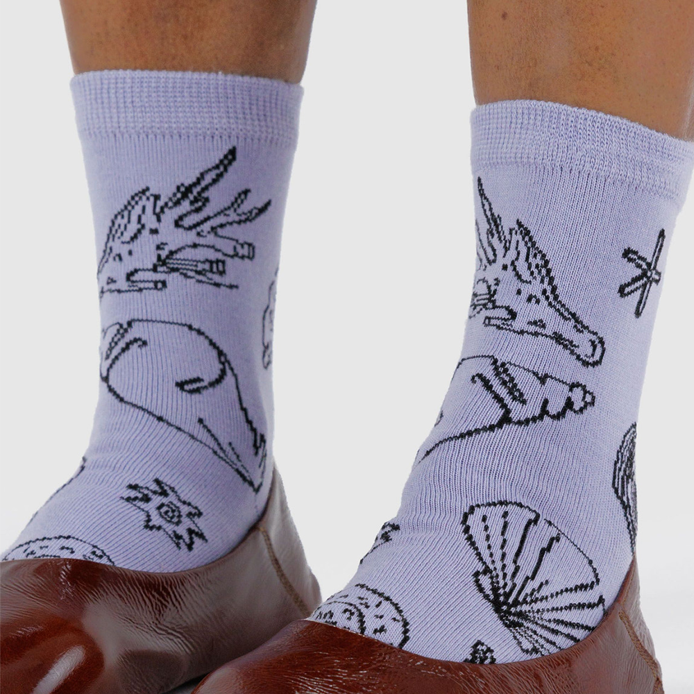 Baggu Crew Socks Shells Light Blue