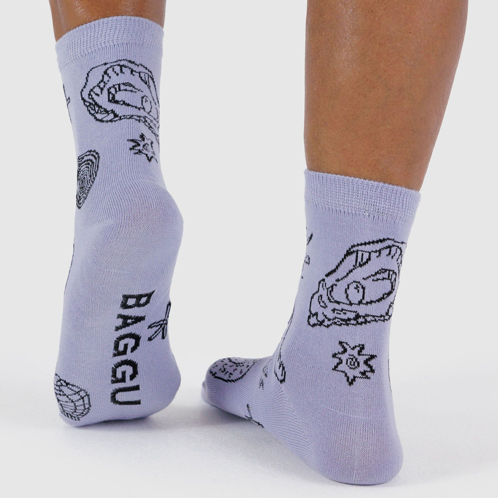 Baggu Crew Socks Shells Light Blue
