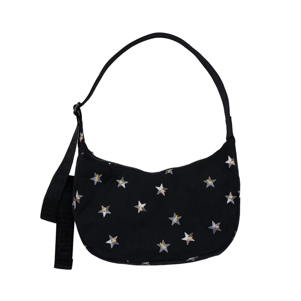 Baggu Medium Nylon Crescent Bag Embroidered Stars