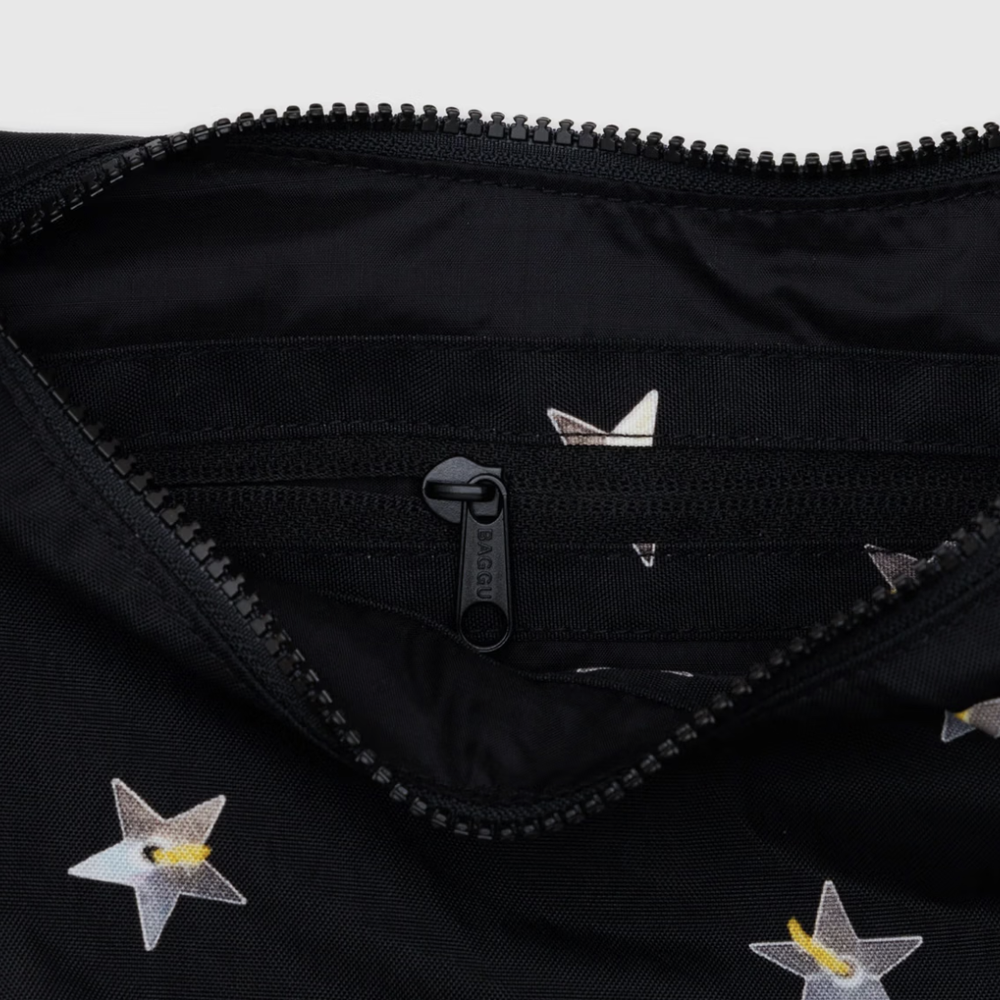 Baggu Medium Nylon Crescent Bag Embroidered Stars