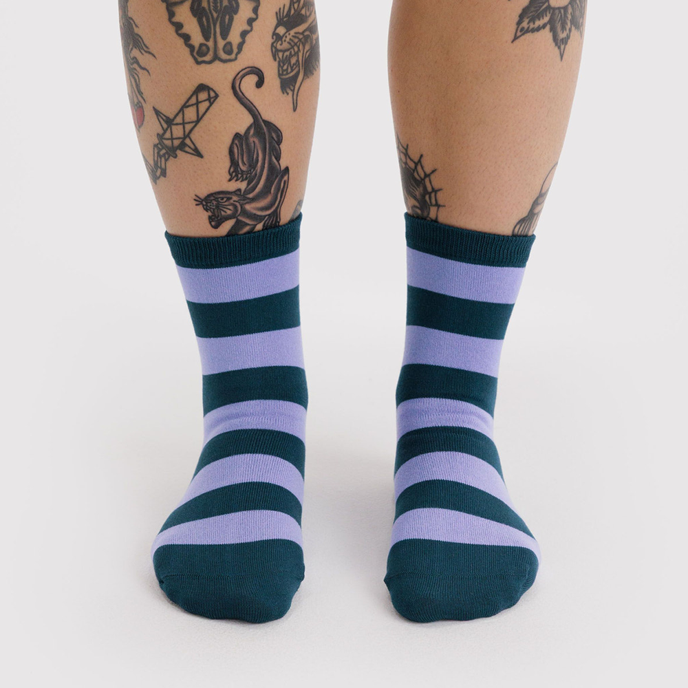 Baggu Crew Socks Stripe Malachite