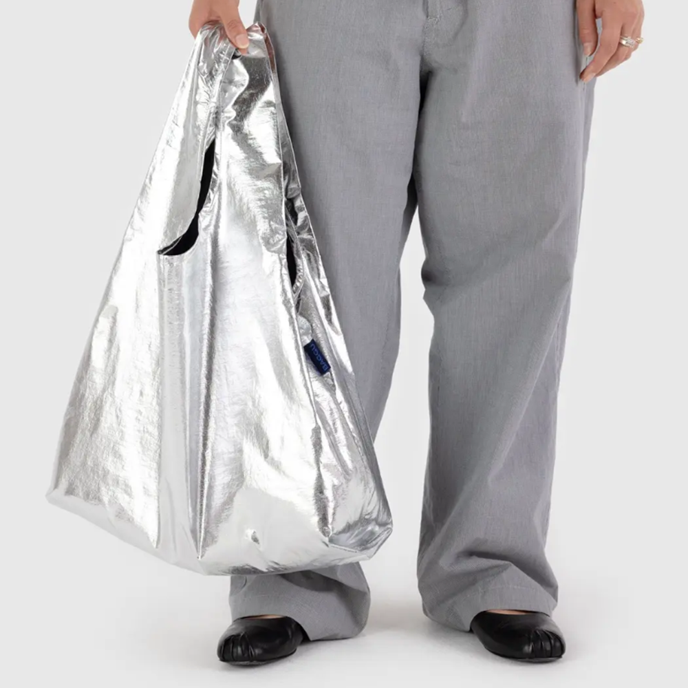 Baggu Standard Reusable Bag Metallic Silver