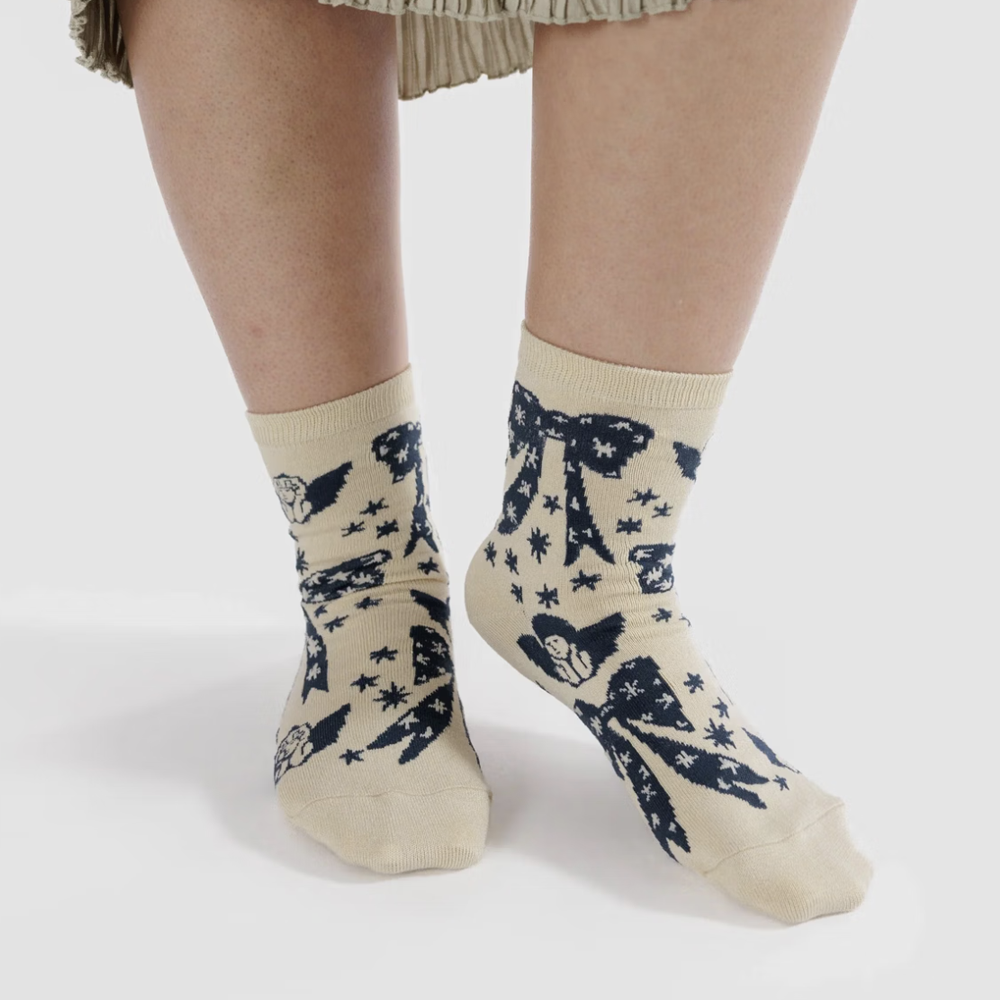 Baggu Crew Sock Cherub Bows