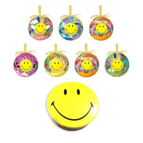 La La Land Christmas Decoration Smiley Single Bauble Assorted