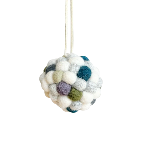 Felt Grey Multicolour Bauble Decoration