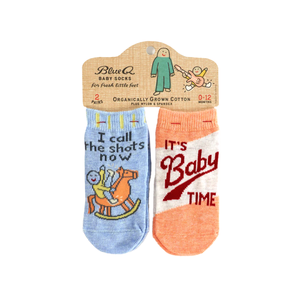 Blue Q Baby Socks Pack of Two Pairs Call Shots & Baby Time