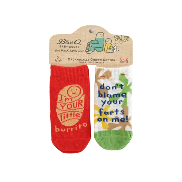 Blue Q Baby Socks Pack of Two Pairs Lil Burrito & Farts