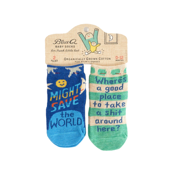 Blue Q Baby Socks Pack of Two Pairs Save World & Take Sh*t