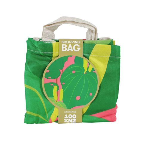 100% NZ Shopping Bag Bright Botanical Kawakawa