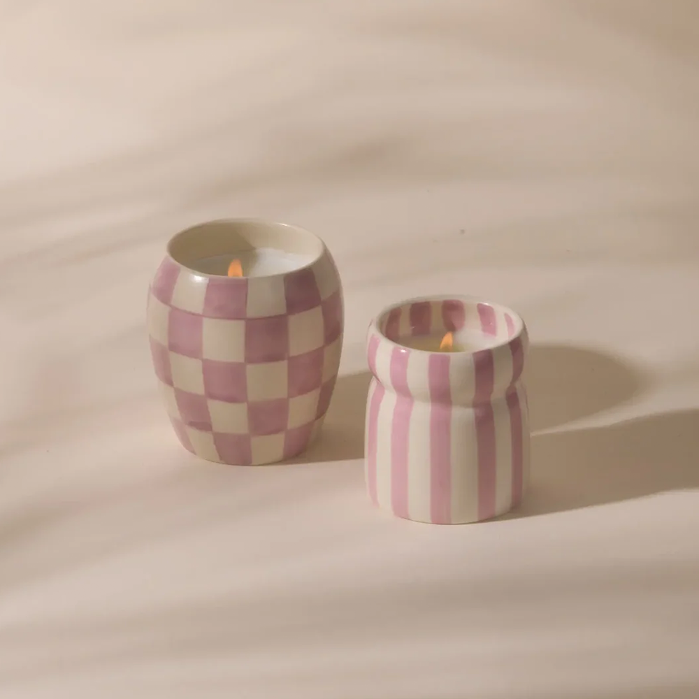 Paddywax Cabana Ceramic Candle Lavender Striped Grecian Sand 184g