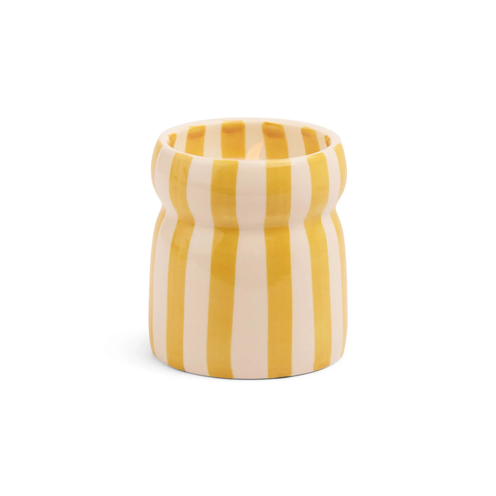 Paddywax Cabana Ceramic Candle Ochre Striped Gold Coast 184g