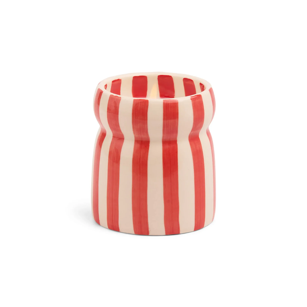Paddywax Cabana Ceramic Candle Red Striped Hibiscus Bay 184g