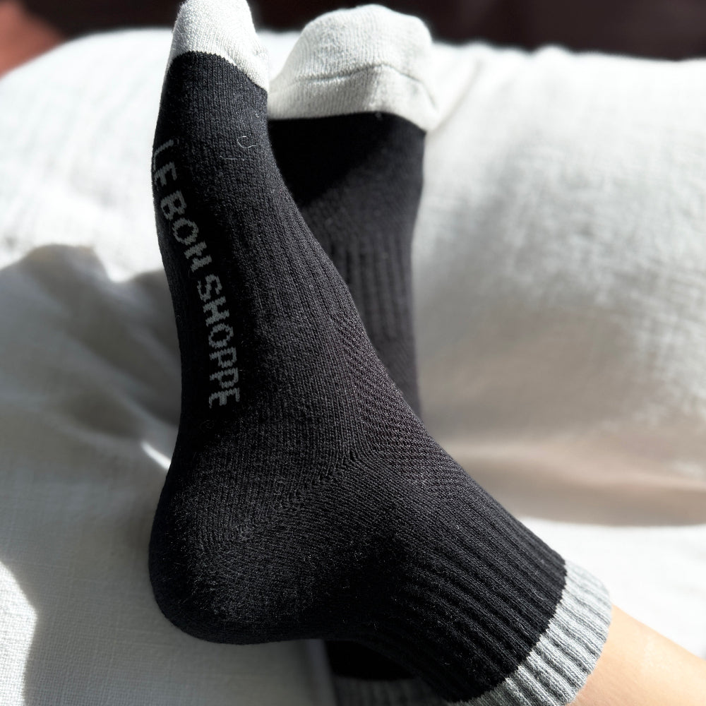 Le Bon Shoppe Girlfriend Socks Colour Block Black Grey