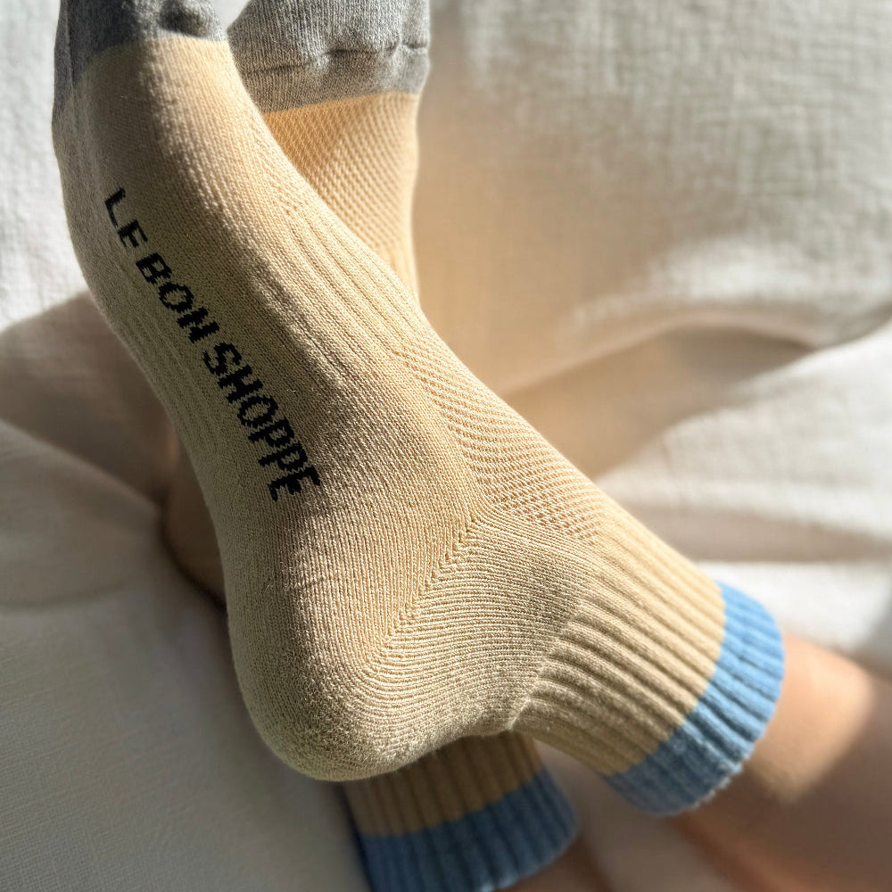 Le Bon Shoppe Girlfriend Socks Colour Block  Yellow Blue
