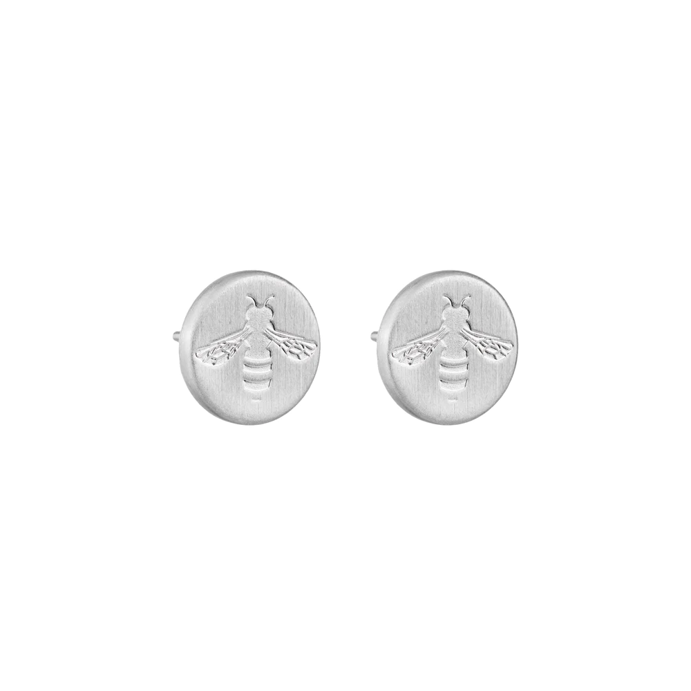 Little Taonga Studs Round Busy Bee Silver
