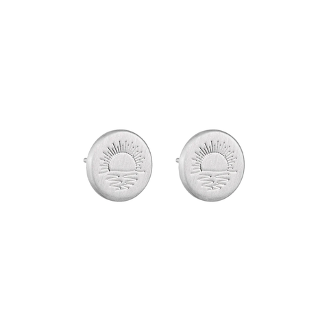 Little Taonga Studs Round Ocean Rā  Silver