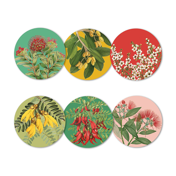 100% NZ Native Botanicals of NZ Set of 6  Coasters