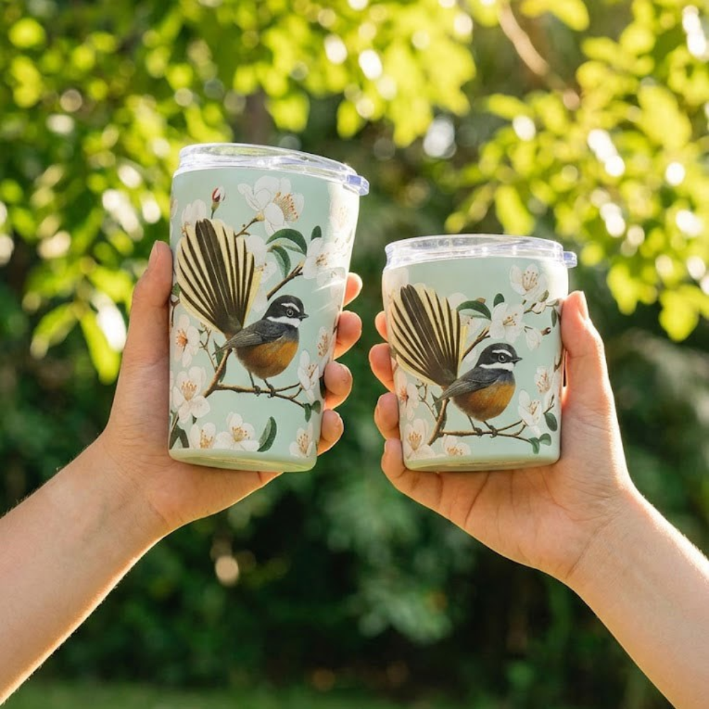 100% NZ Chatty Fantails Coffee Cup Large 355ml