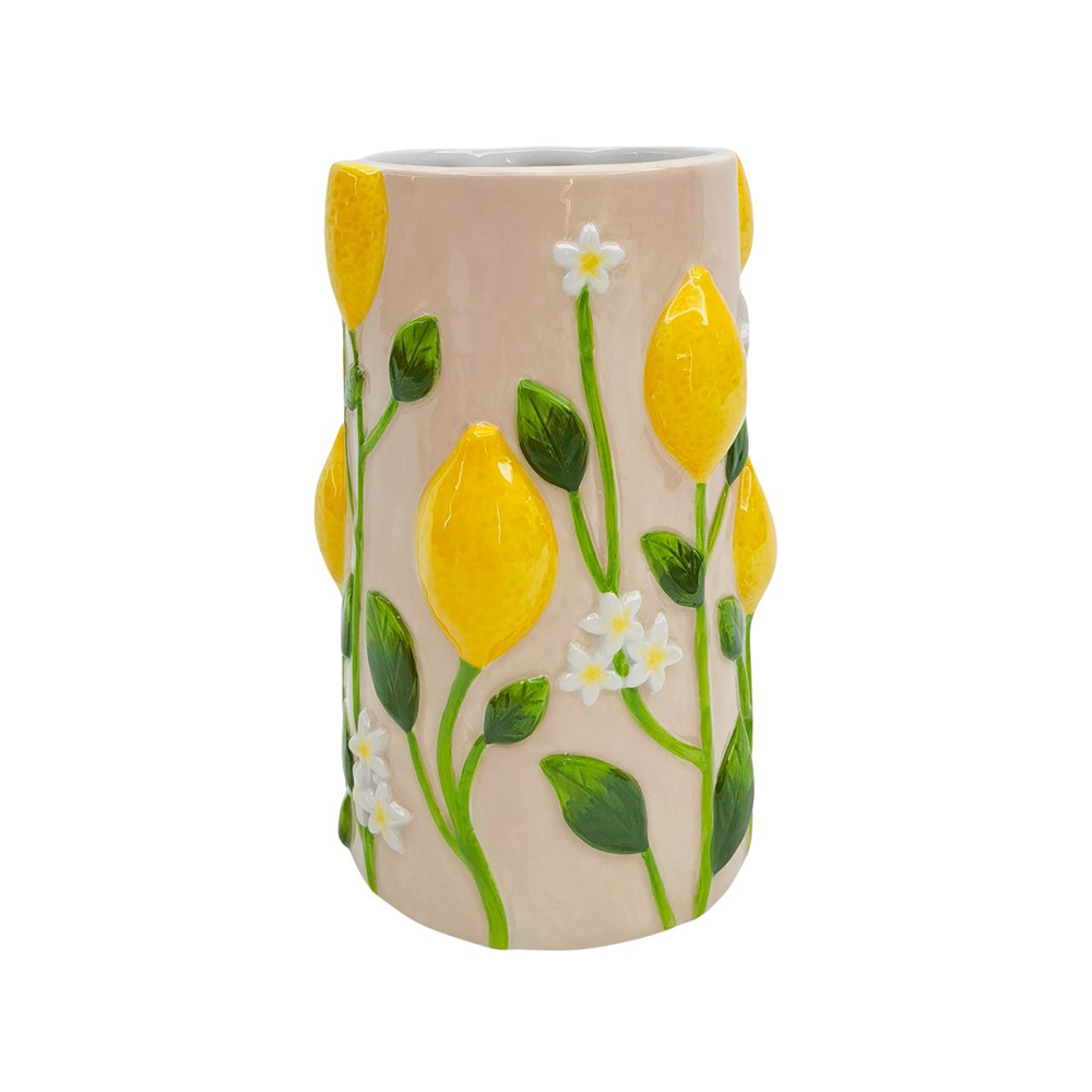 Ceramic Tuscan Lemon Vase Pink Medium