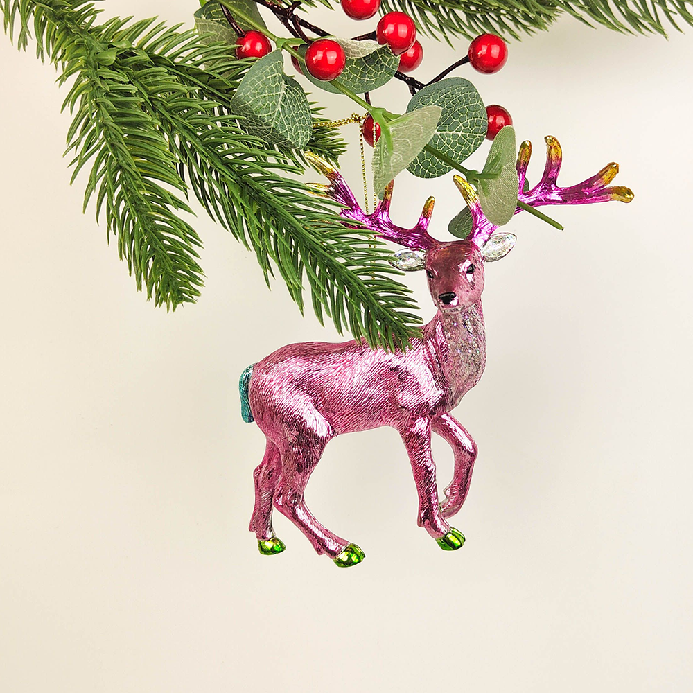 Christmas Decoration Metallic Pink Reindeer