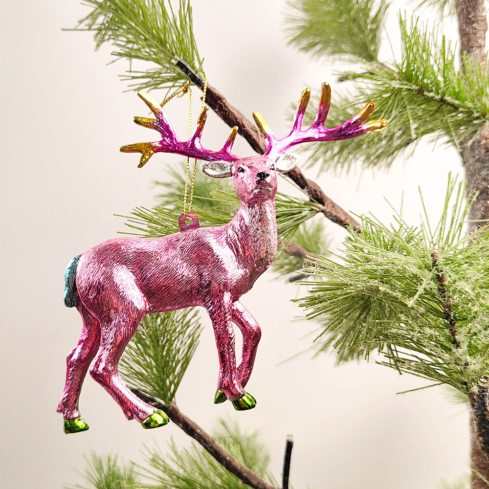 Christmas Decoration Metallic Pink Reindeer