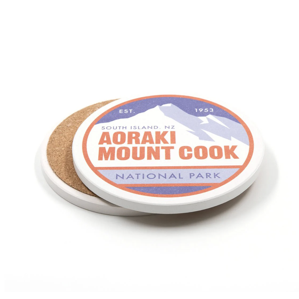 100% NZ Ceramic Coaster Aoraki Mt Cook Tourist