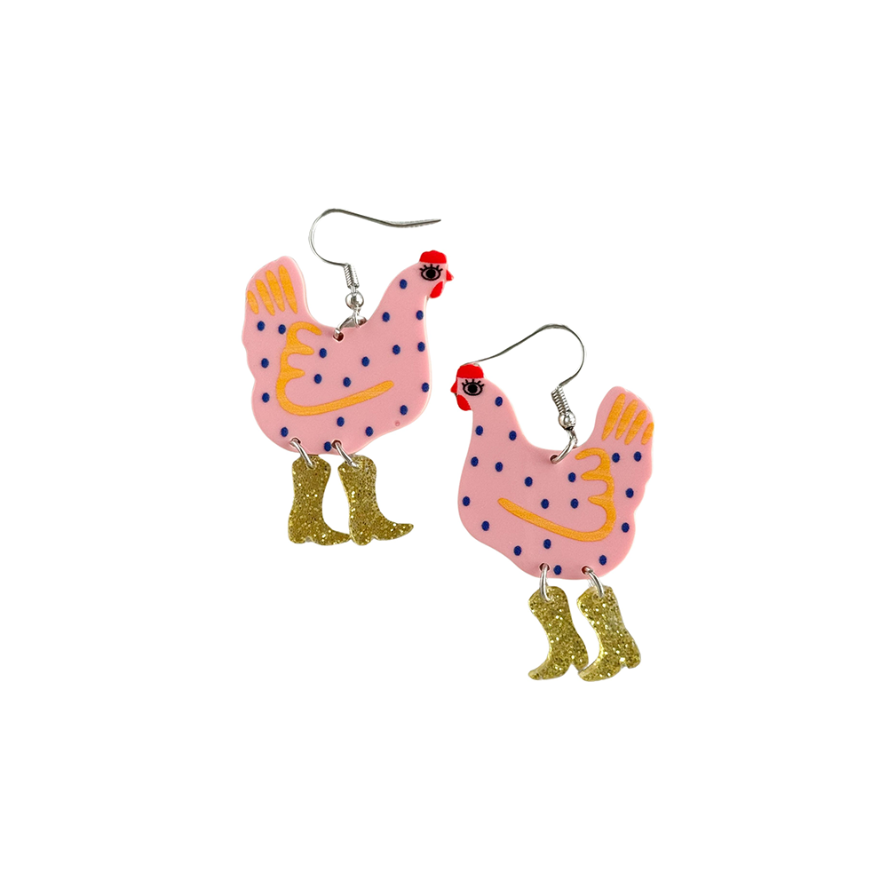 Pop Cowgirl Chicken Earring Yellow