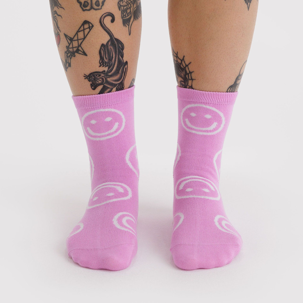 Baggu Crew Socks Happy Pink