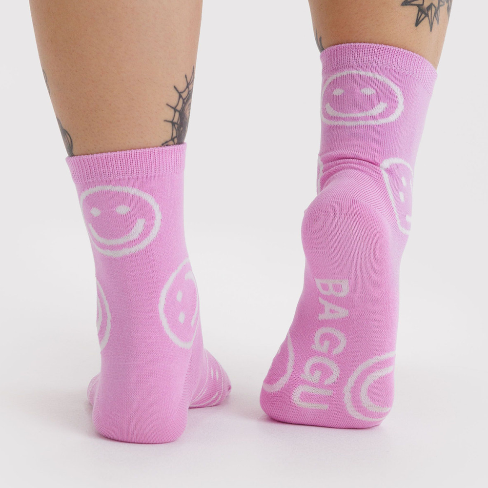 Baggu Crew Socks Happy Pink