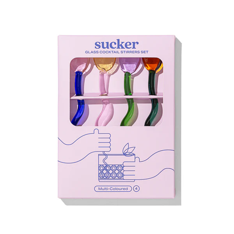 Sucker Glass Cocktail Stirrer Set Multicolour
