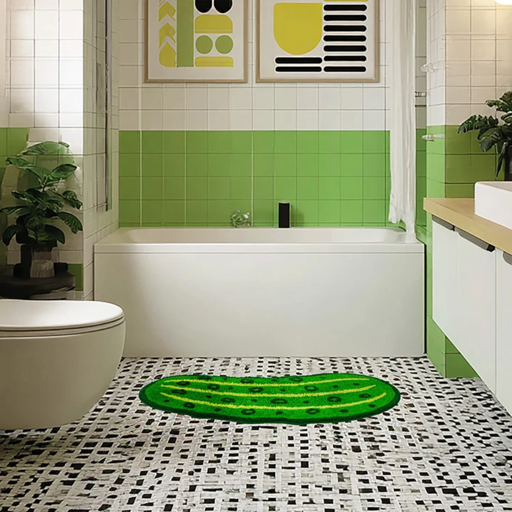 Kikkerland Pickle Bath Mat Green