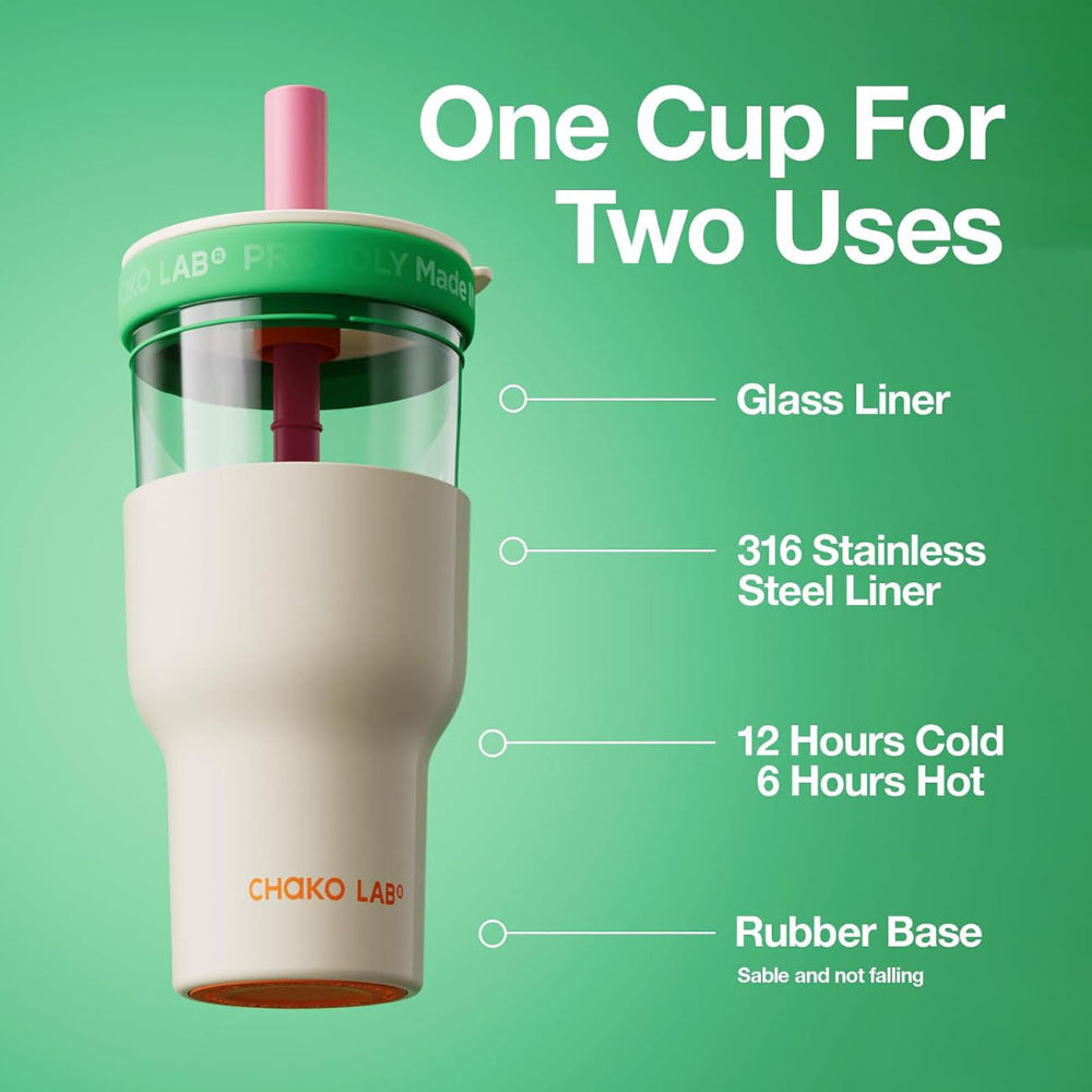 Chako Lab Dual layer Tumbler White Green