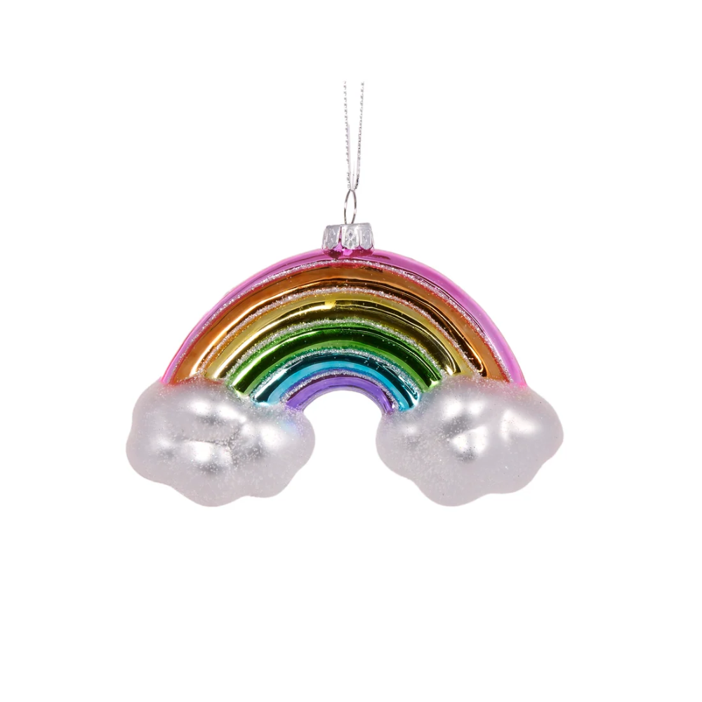 Holly & Ivy Glass Christmas Decoration Retro Rainbow